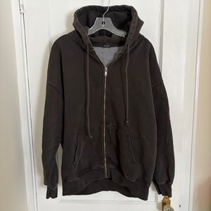 Brandy Melville Oversized Black Zip-Up Hoodie